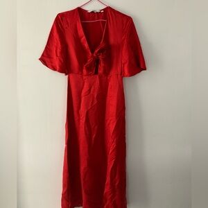 Paris Atelier red Tie-Front Dress with slit in front size
